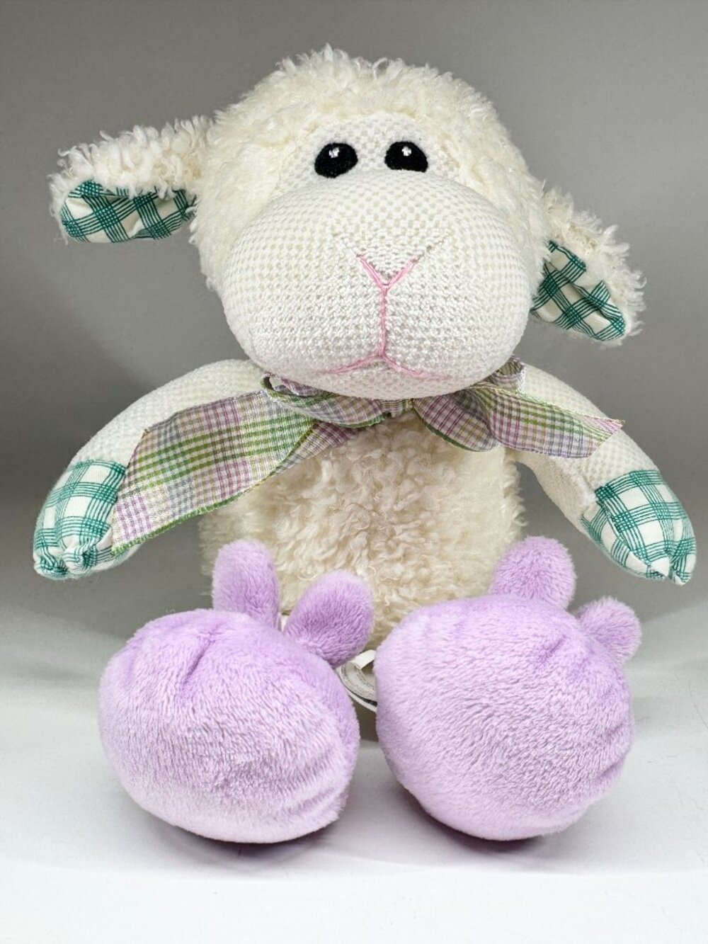 Pier 1 One Imports Sheep Lamb White Plush Stuffed Animal Purple Bunny Slippers